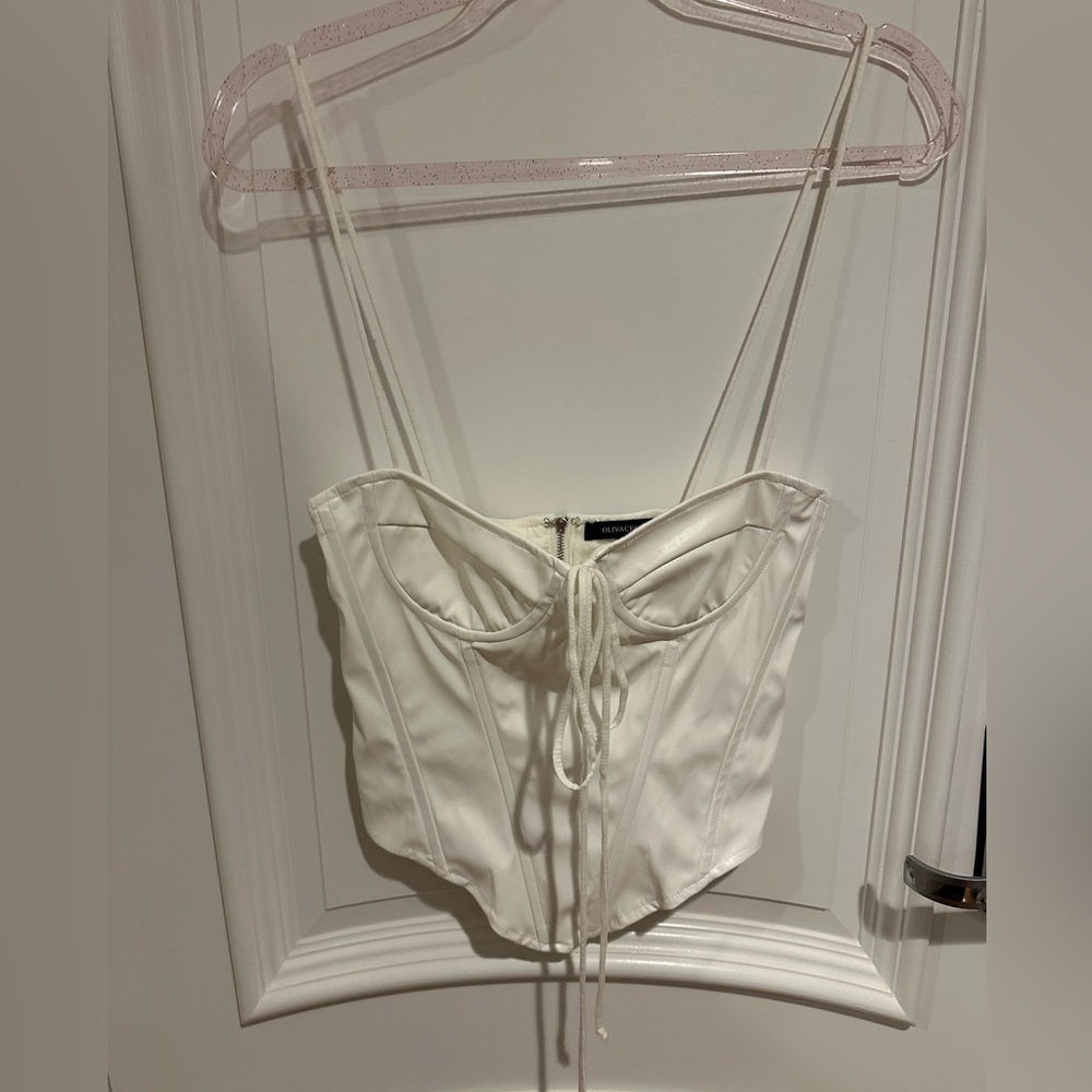 NWT LIT Boutique white faux leather corset